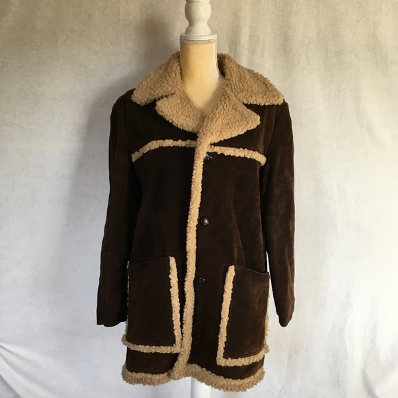 Vintage Jackets & Blazers - Vintage Brown Suede Fleece Lined Coat